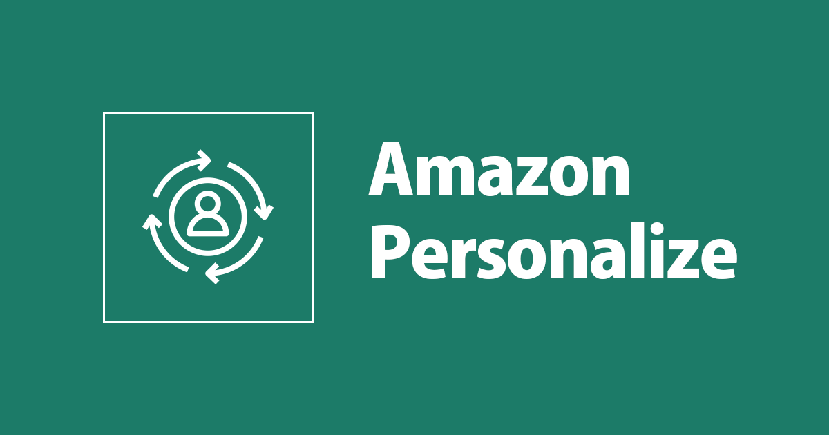 Amazon Personalize logo: A blue and white logo with the word "Amazon Personalize" written in bold, modern font.
