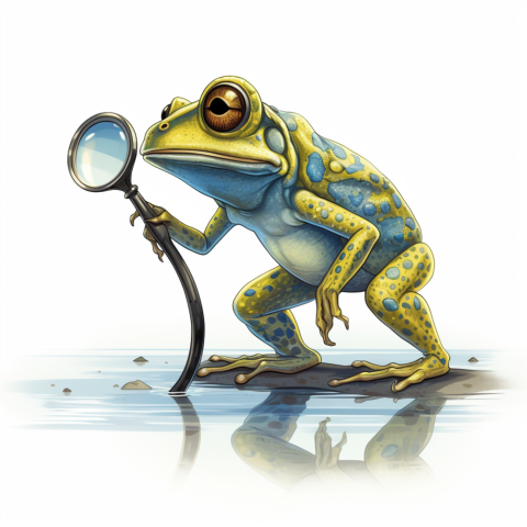 frog with magnifying glass